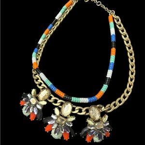 J CREW MARLA 2 Strand Brightly Colored Chunky Statement Necklace